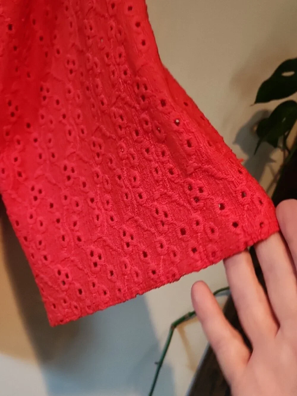 Ruby Rd. Melon Eyelet Bow-Shoulder Blouse - Picture 5 of 7